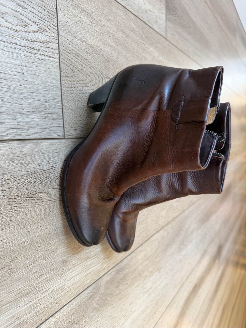 Frye Dark Brown Leather Side-Zip Ankle Boots